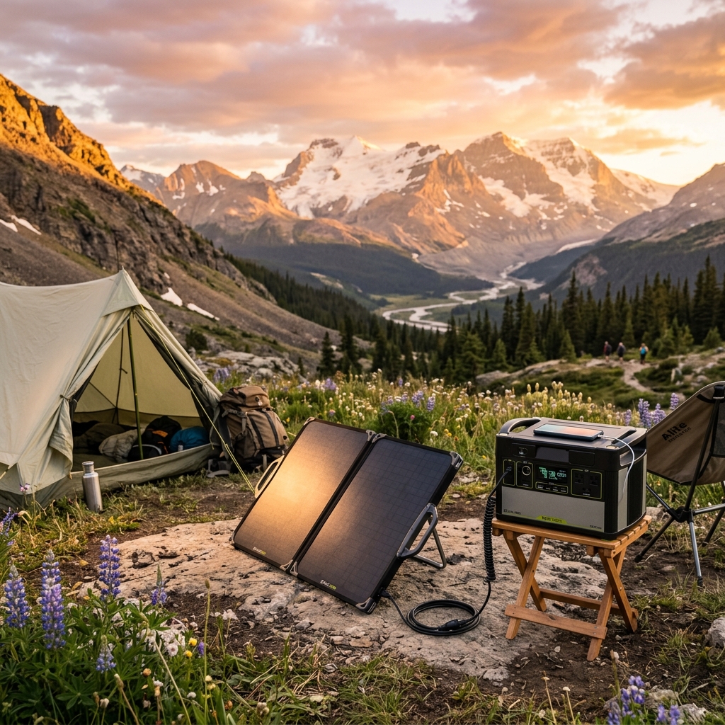 Setup de panel solar portátil