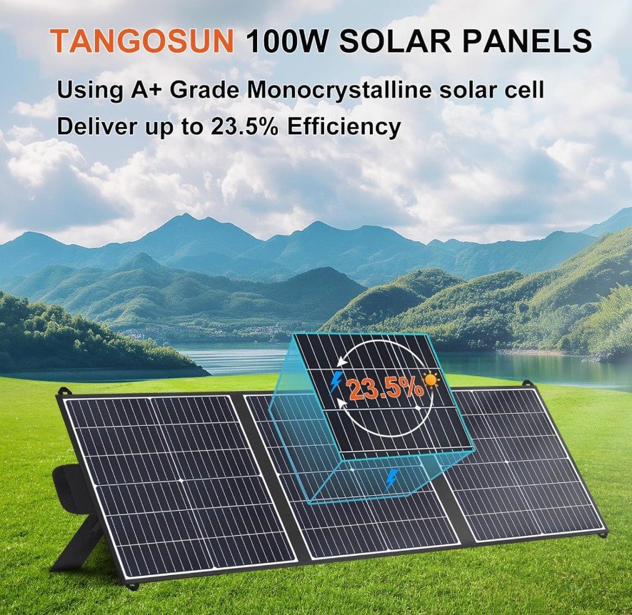 Panel Solar Portátil Tangosun 100W plegable de alta eficiencia